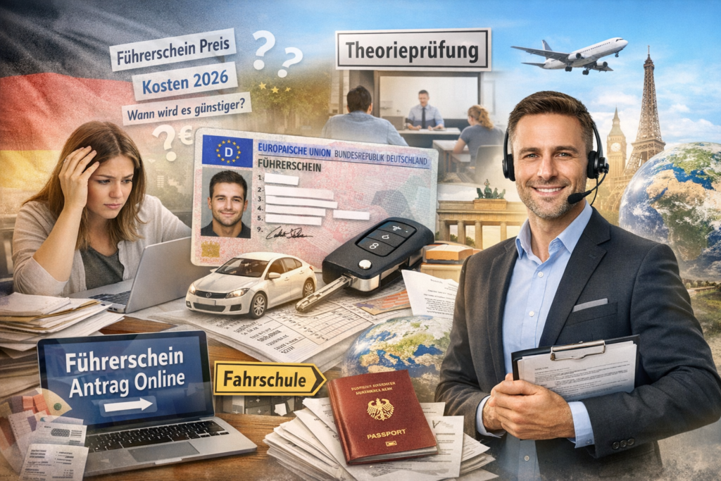 am führerschein preis wann wird der führerschein günstiger am führerschein Führerschein kaufen am führerschein kosten​was kostet b führerschein Führerschein machen Kosten 2026 Fahrschule in der Nähe anmelden Führerschein Klasse B Preis Theorieprüfung Termin buchen Führerschein Antrag online stellen Intensivkurs Führerschein Deutschland Umschreibung ausländischer Führerschein Deutschland